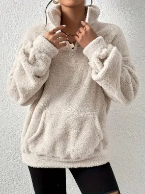 Damen-Sweatshirt mit Reiverschluss und Taschen