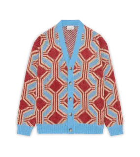   Drôle De Monsieur  Mohair-Cardigan mit geometrischem Muster DARK RED DARK RED  Strickjacke 