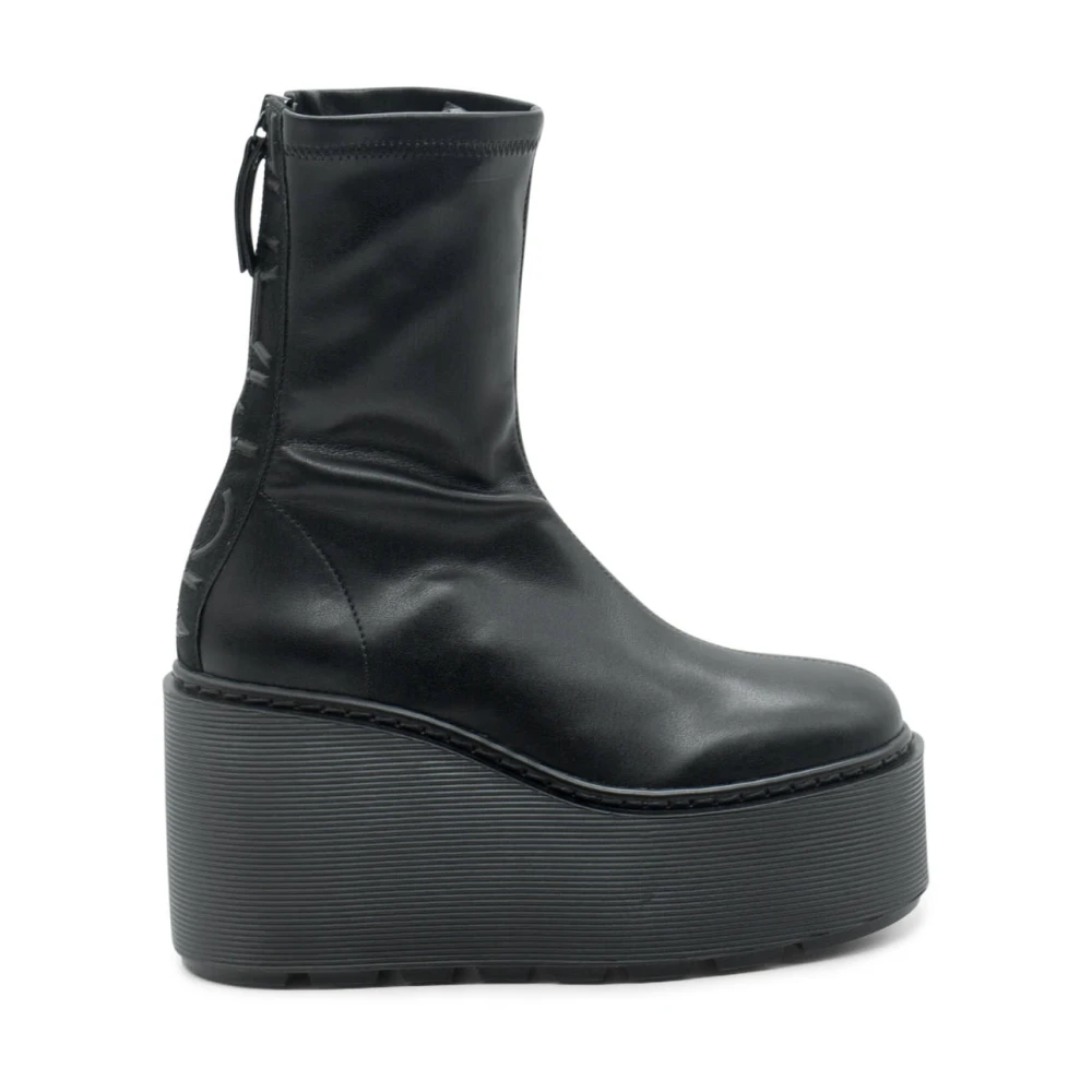 Gestreifte Schwarze Keilabsatz-Stiefel