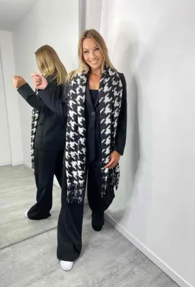 Goosefoot checked printed fringe scarf